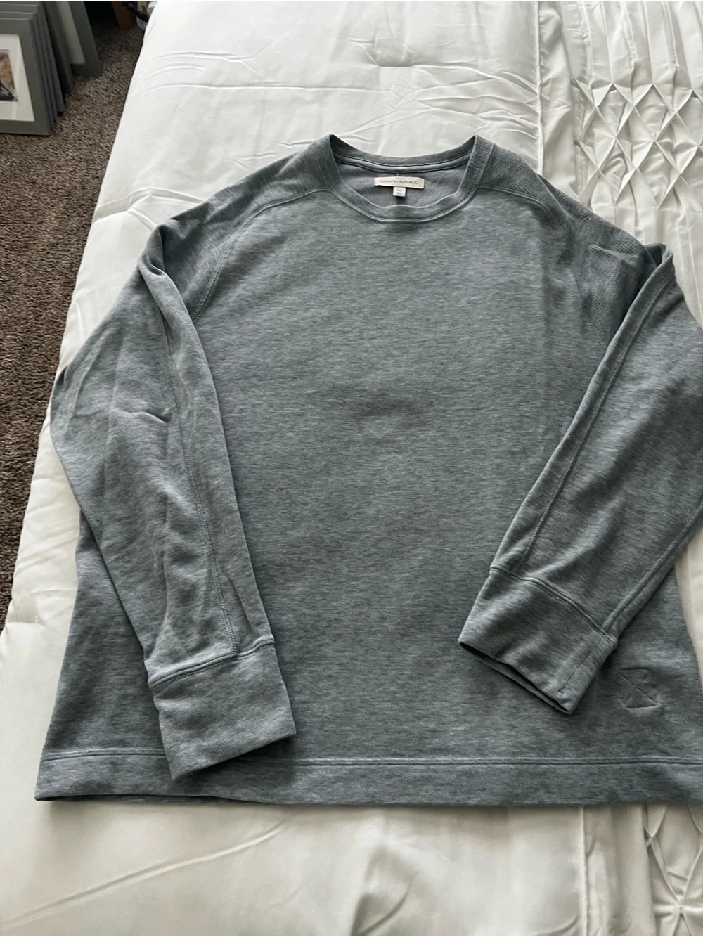 Banana Republic Men's Long-Sleeve Crewneck heavy weight t shirt in steel blue